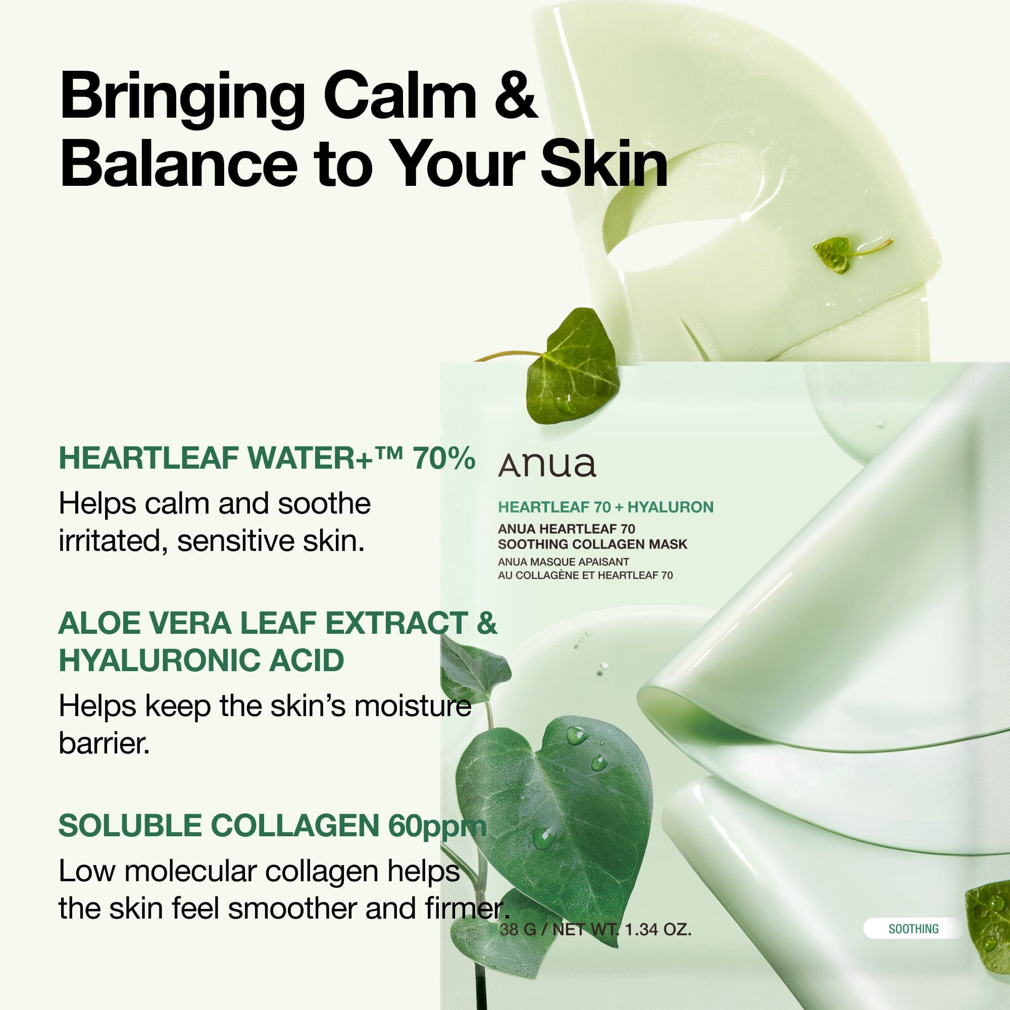 BOGO Heartleaf 70 Soothing Collagen Mask 4+4
