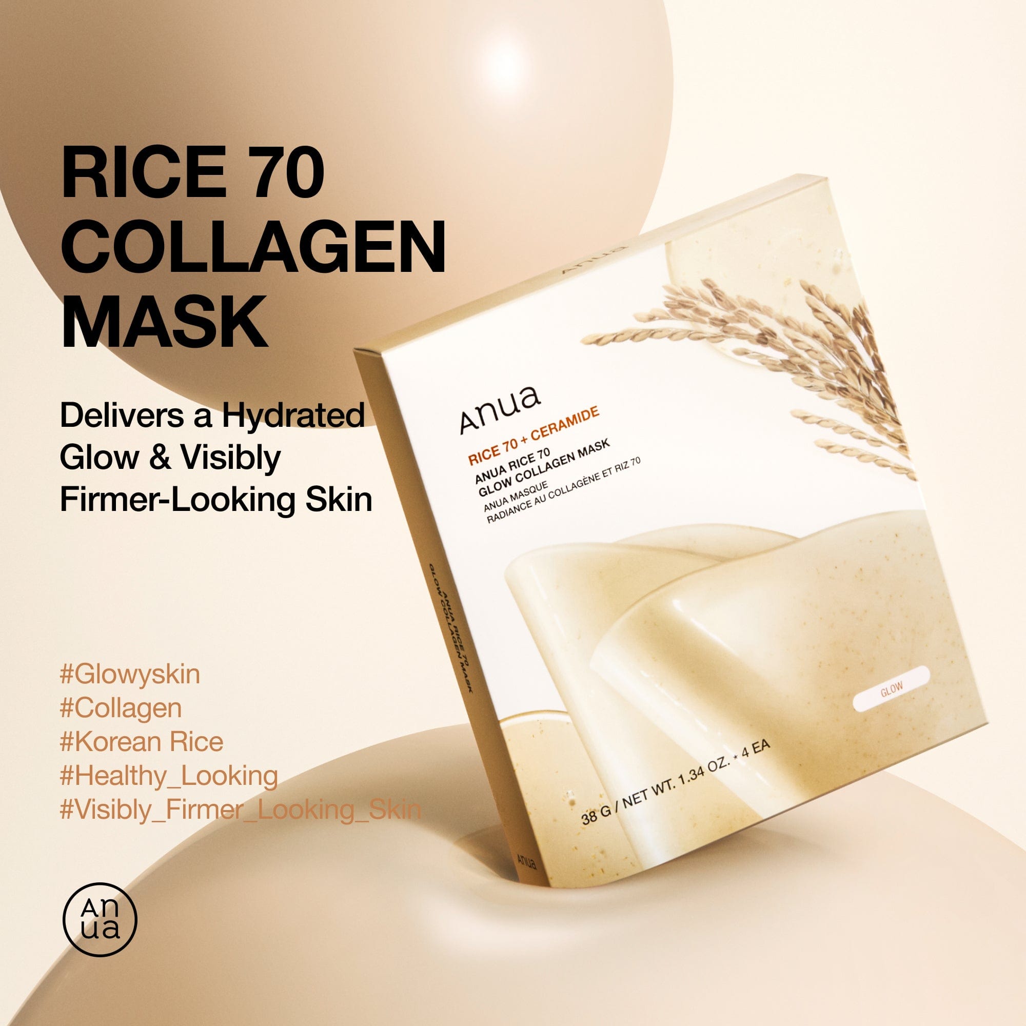 BOGO Rice 70 Glow Collagen Mask 4+4