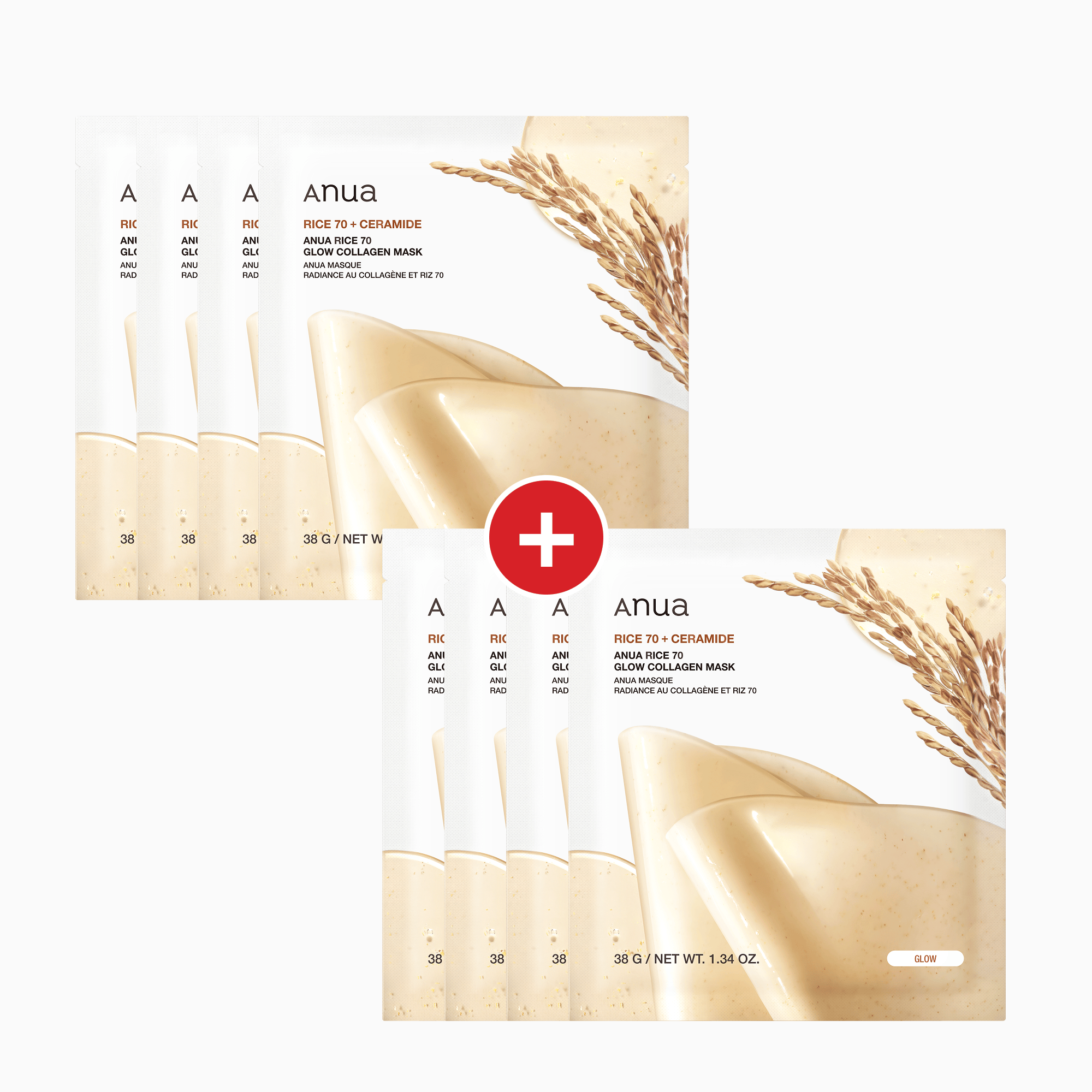 BOGO Rice 70 Glow Collagen Mask 4+4